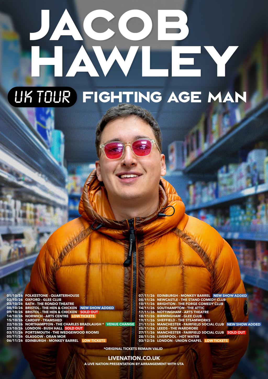 Original Jacob Hawley: Fighting Age Man poster from the venue's event listing