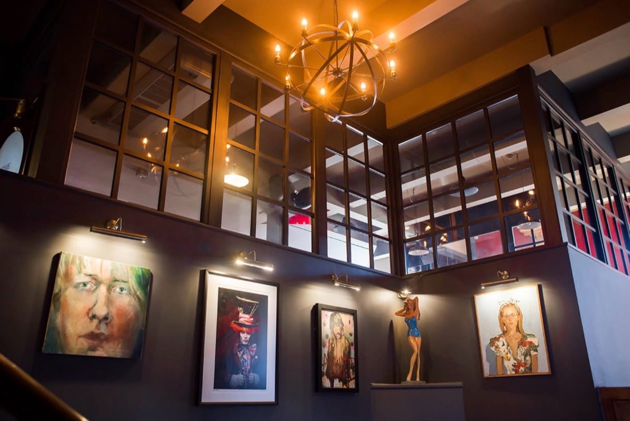 The upper atrium and artwork inside The Charles Bradlaugh