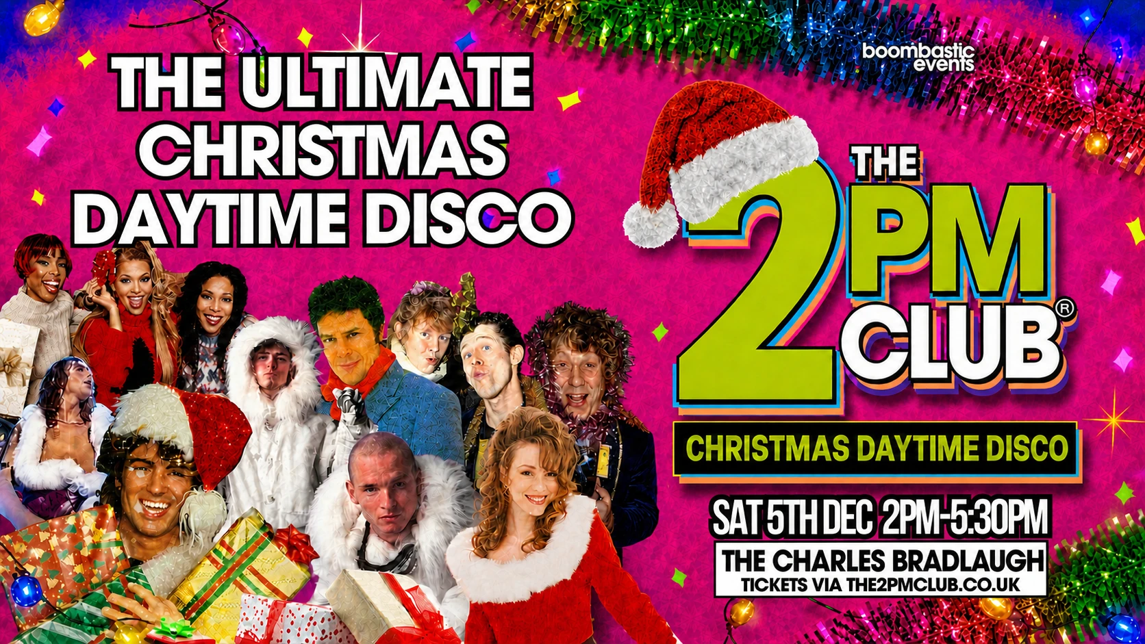 THE 2PM CLUB Christmas event artwork for The Charles Bradlaugh, 5th December