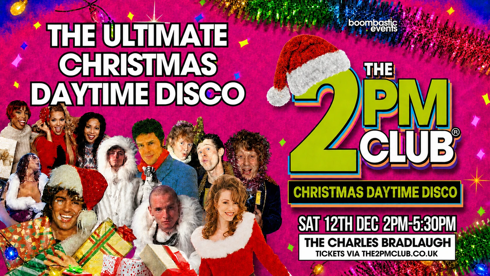 THE 2PM CLUB Christmas event artwork for The Charles Bradlaugh, 12th December