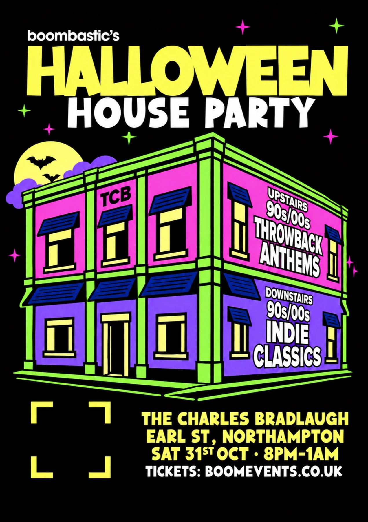 Original Boombastic Halloween House Party poster for The Charles Bradlaugh